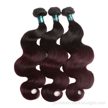 Free Sample 12A Unprocessed Cambodian Raw Human Hair Cuticle Aligned 1B/99j Ombre Color Virgin Body Wave Hair Bundles Extension